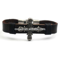 Vente en gros Mode Custom Made Jesus Believe Cross Brown Leather Bracelets